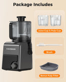 ACOQOOS Juicer Machines, 6.5" Extra Large Feed Chute Cold Press Juicer 3-IN-1 with Sorbet & Nut Milk, BPA Free, Easy to Clean, 100 OZ Hopper, Graphite Gray