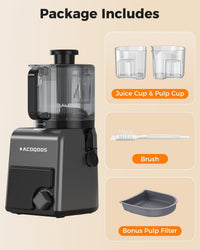 ACOQOOS Juicer Machines, 6.5" Extra Large Feed Chute Cold Press Juicer 3-IN-1 with Sorbet & Nut Milk, BPA Free, Easy to Clean, 100 OZ Hopper, Graphite Gray