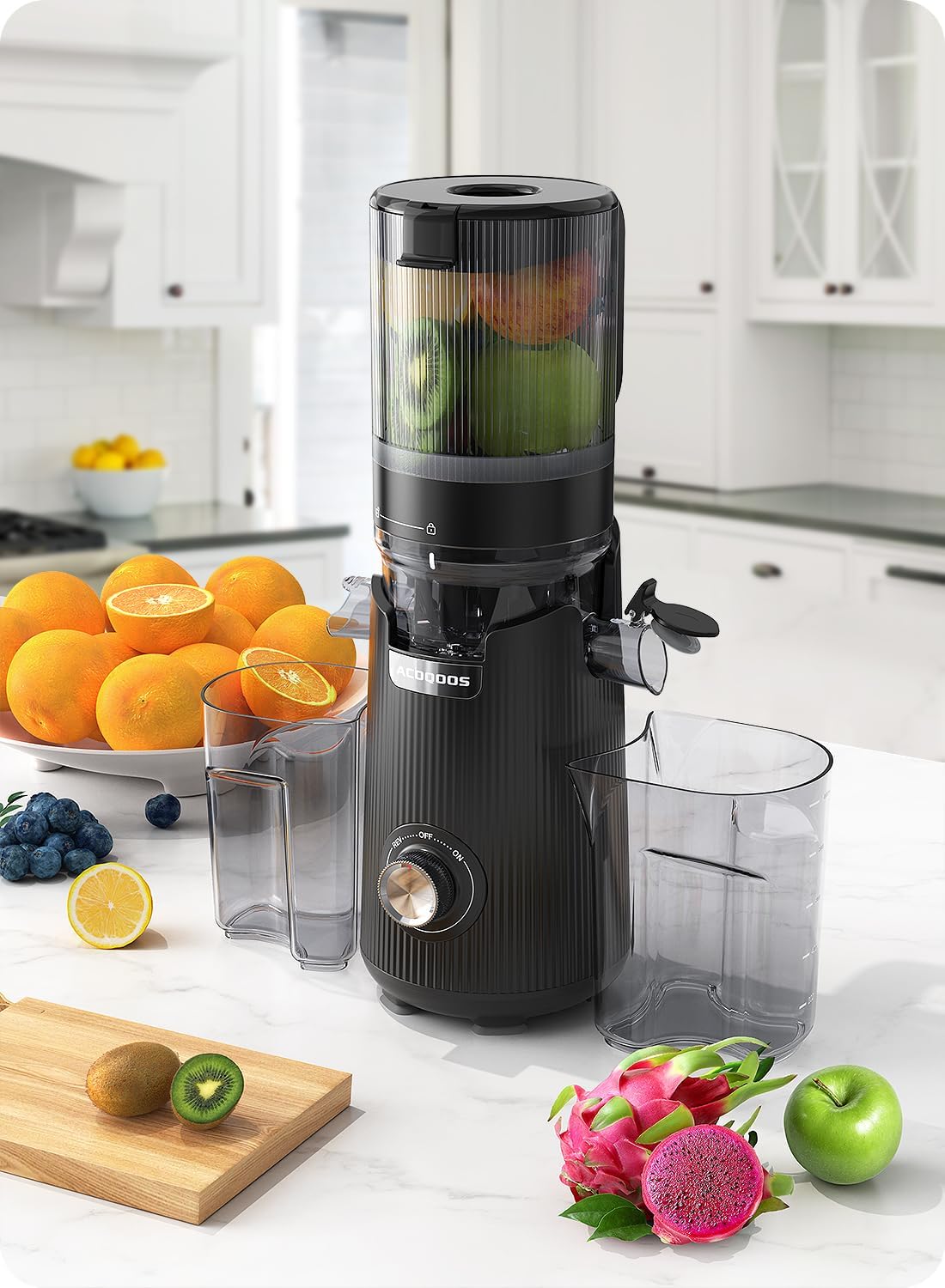 ACOQOOS Juicer Machines, Cold Press Juicer Whole Fruit and