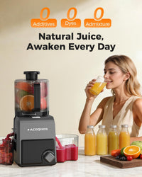 ACOQOOS Juicer Machines, 6.5" Extra Large Feed Chute Cold Press Juicer 3-IN-1 with Sorbet & Nut Milk, BPA Free, Easy to Clean, 100 OZ Hopper, Graphite Gray